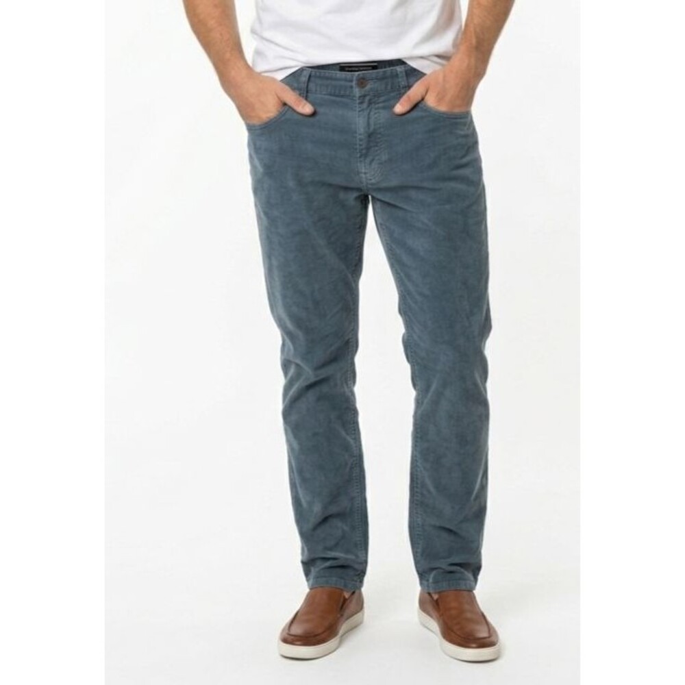 Hiltl Men 5-Pocket Fine Wale Corduroy Pants Blue Grey Straight Leg 30x31 EUC